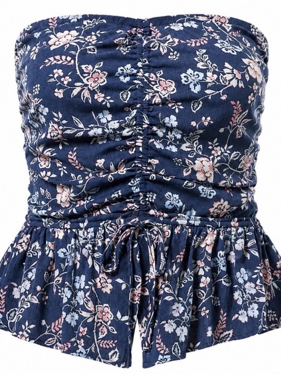 torrid Tops - Torrid Navy Floral Strapless Peplum Top — Torrid Size 1